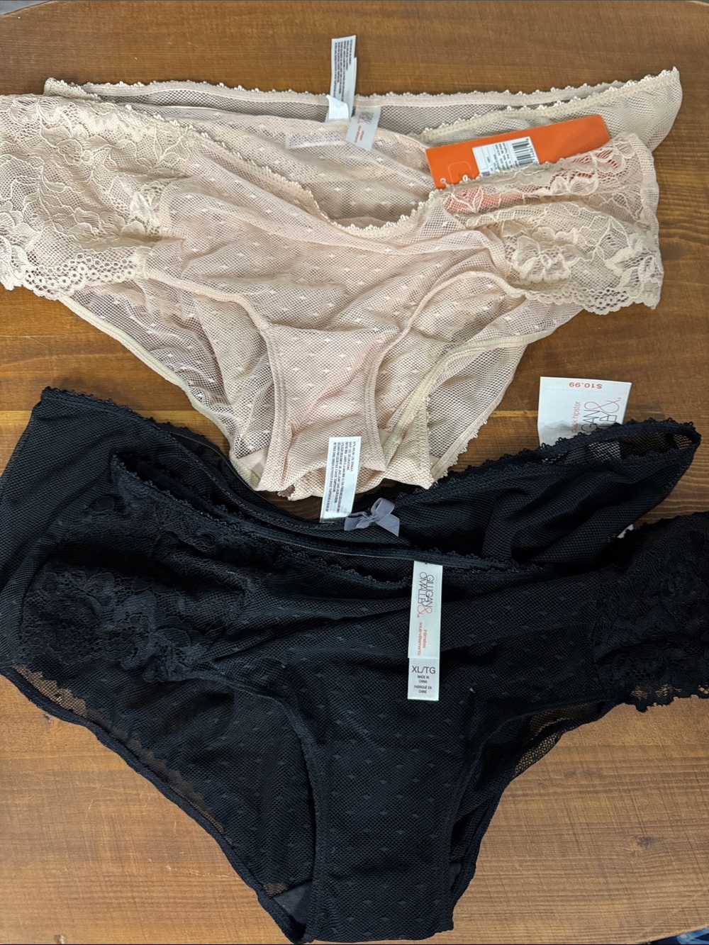 Gilligan & O'Malley Lace Bikini Panty Set in Black and Nude